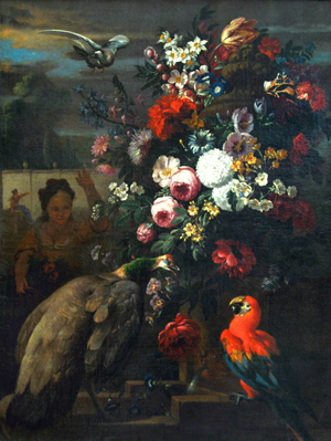 Картина Натюрморт с цветами и птицами
