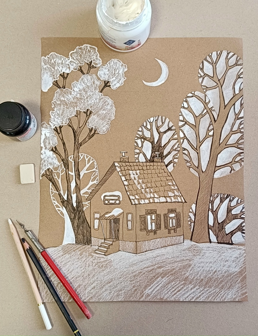 Творческое занятие «Зимний пейзаж» 25 января