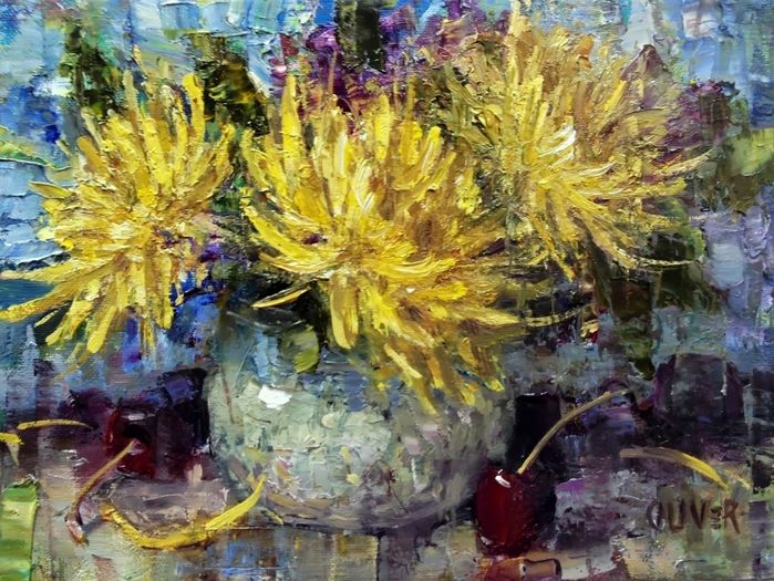 Творческое занятие по живописи «Хризантемы» 21 февраля