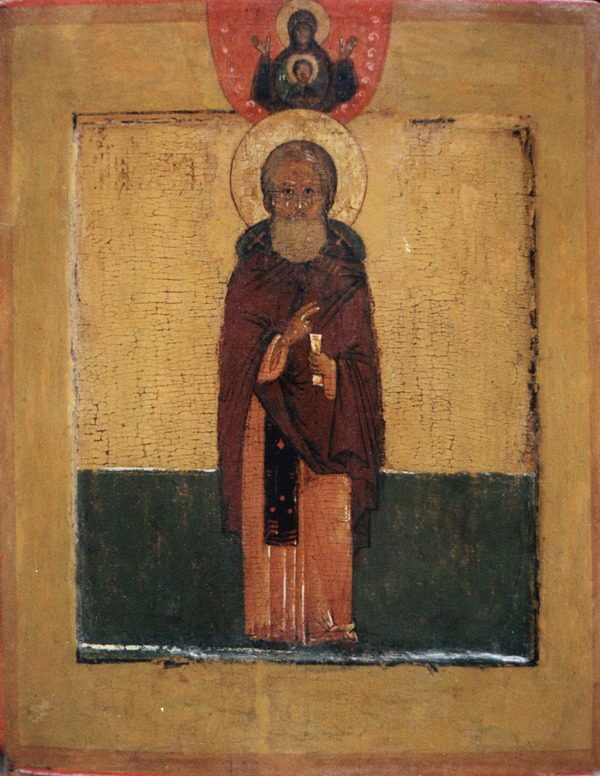 Икона «Сергий Радонежский», XVII. Дер., темпера. 32х25.jpg