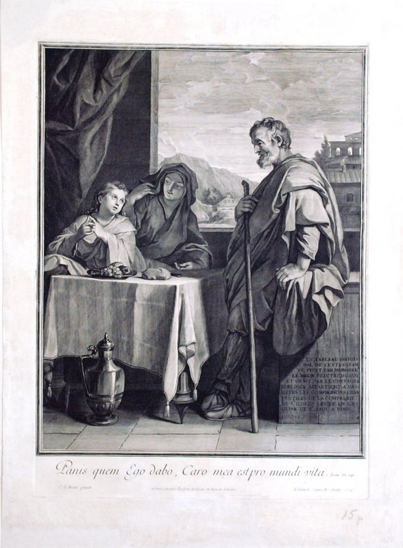 Жерар Эделинк. Святое семейство. С картины Ле Брена. 1704. Гравюра резцом. 67х50.jpg